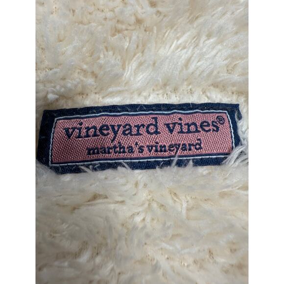 Vineyard Vines Teddy Fleece Snap Pullover Girls size L (14) Off White Pink Green - Picture 11 of 13